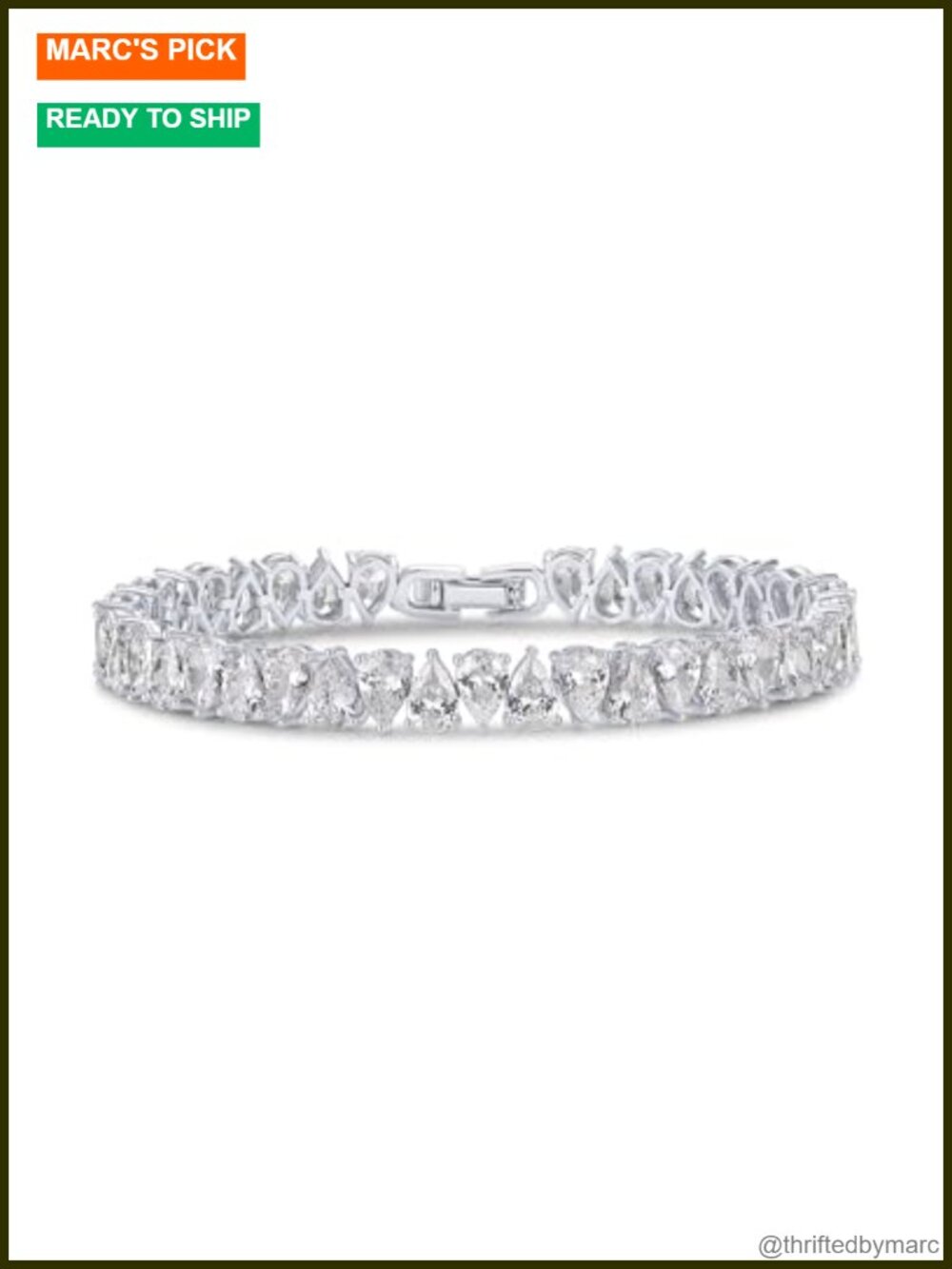 14K Gold Plated Pear Cut CZ Tennis Bracelet for Women, Bridal Stackable